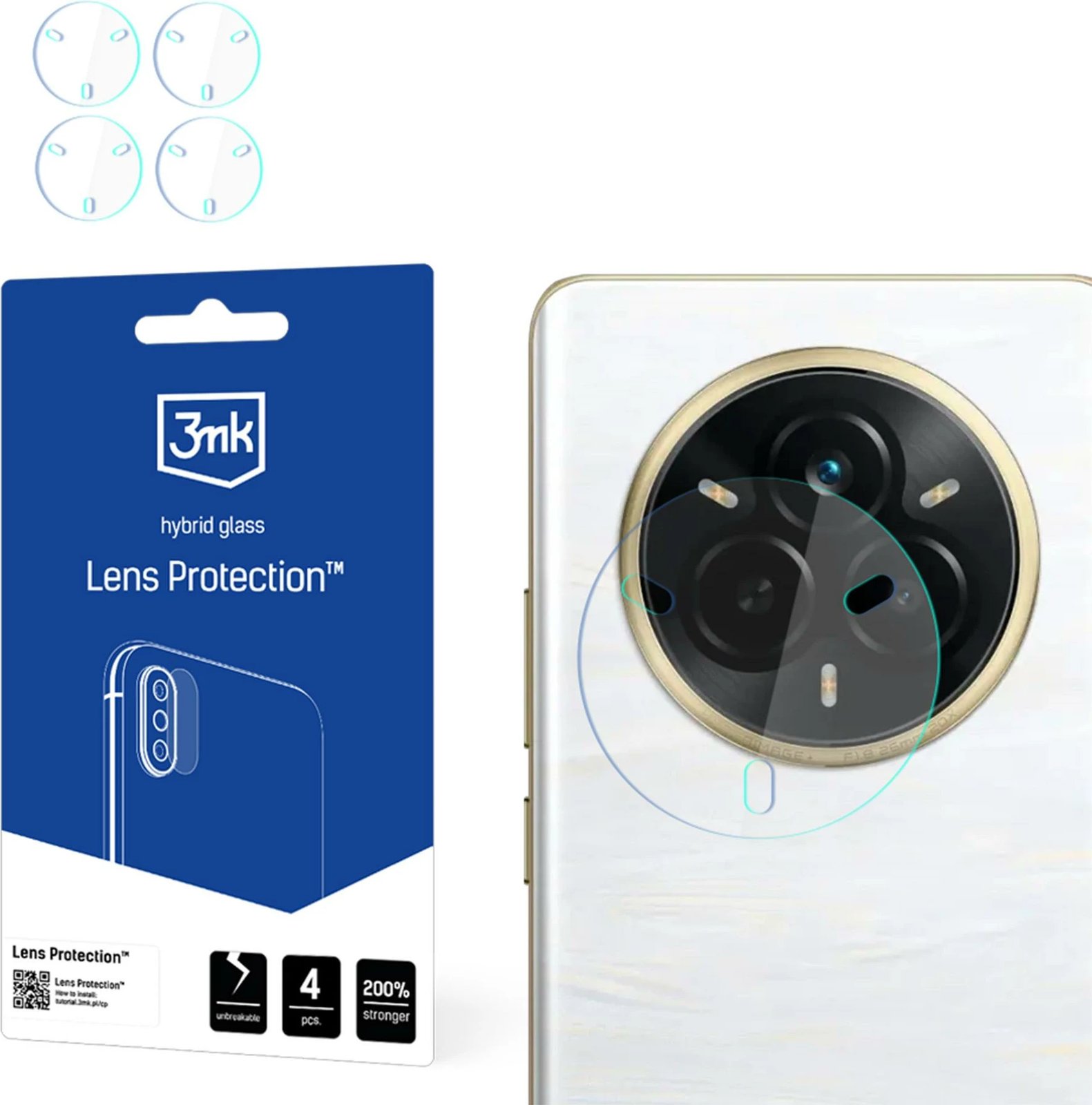 Mbrojtës xhami për kamerë 3mk Protection për Realme 14 Pro, 4 copë