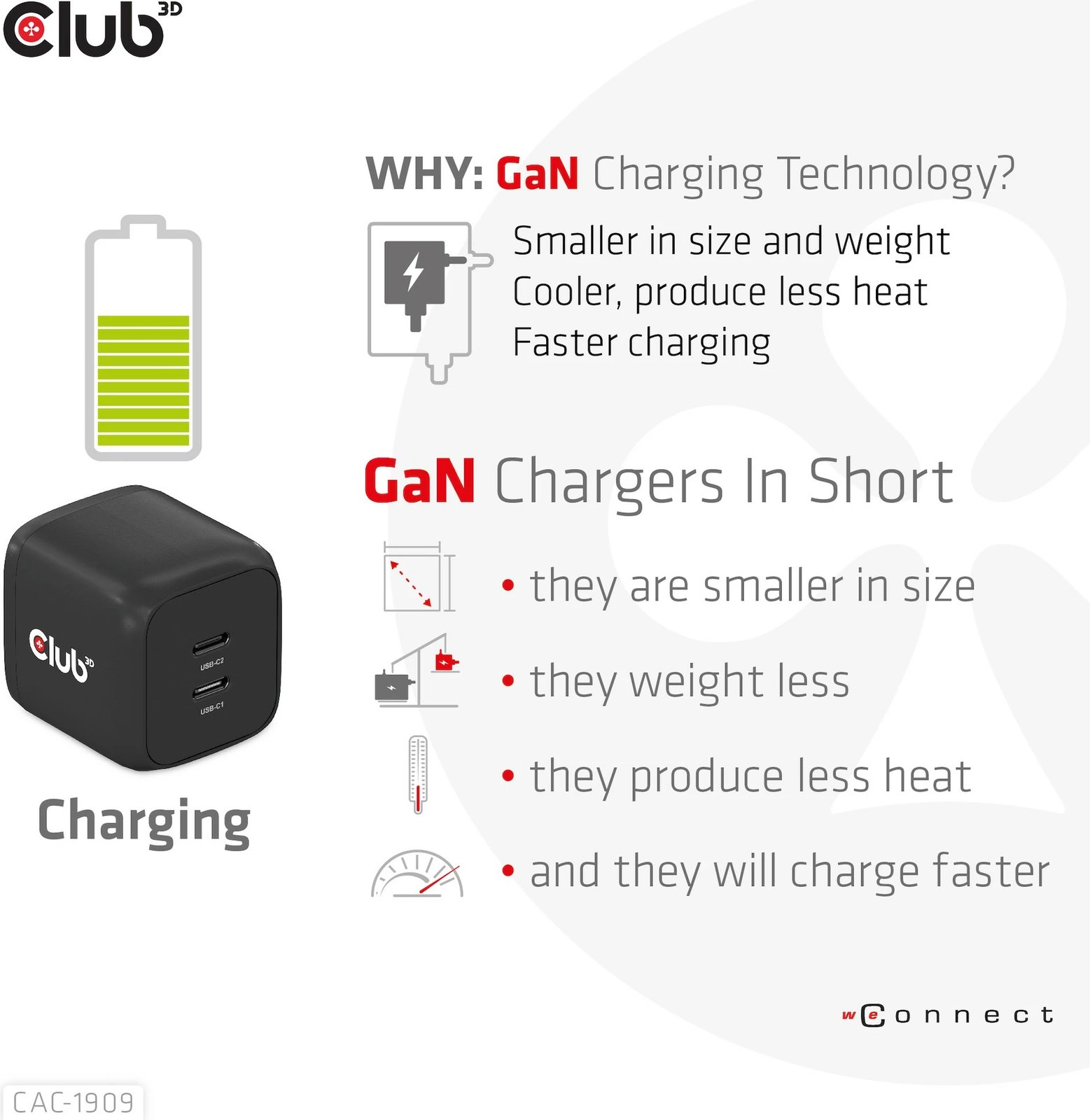 Karikues Club3D 2xUSB Type-C PD 45W, GaN, i zi
