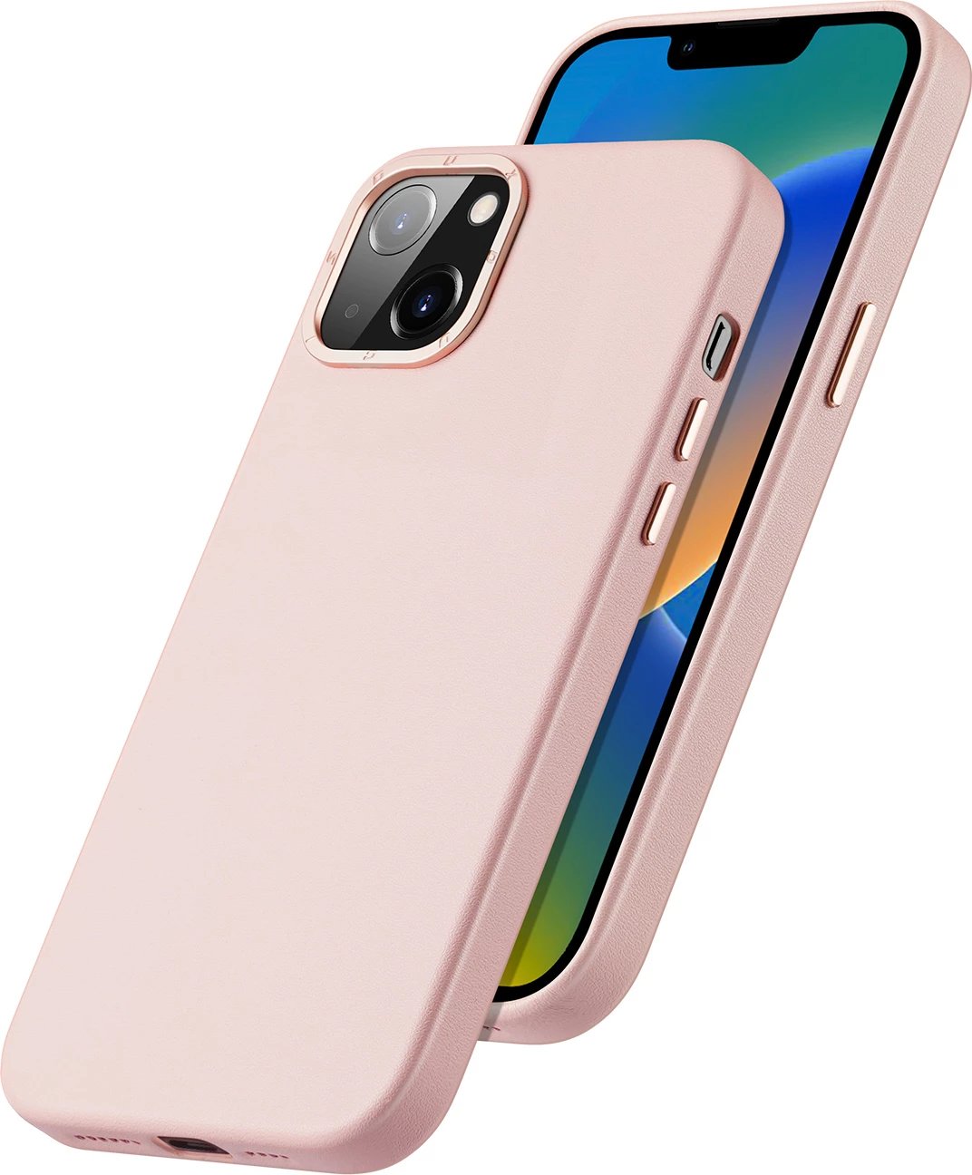 Mbështjellës Dux Ducis Grit për iPhone 14 Plus, lëkurë ekologjike, MagSafe, rozë