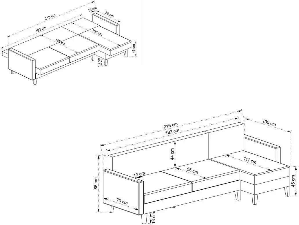 Kënd-sofë krevati Atelier del Sofa, Alkon, ngjyrë gri e çelët