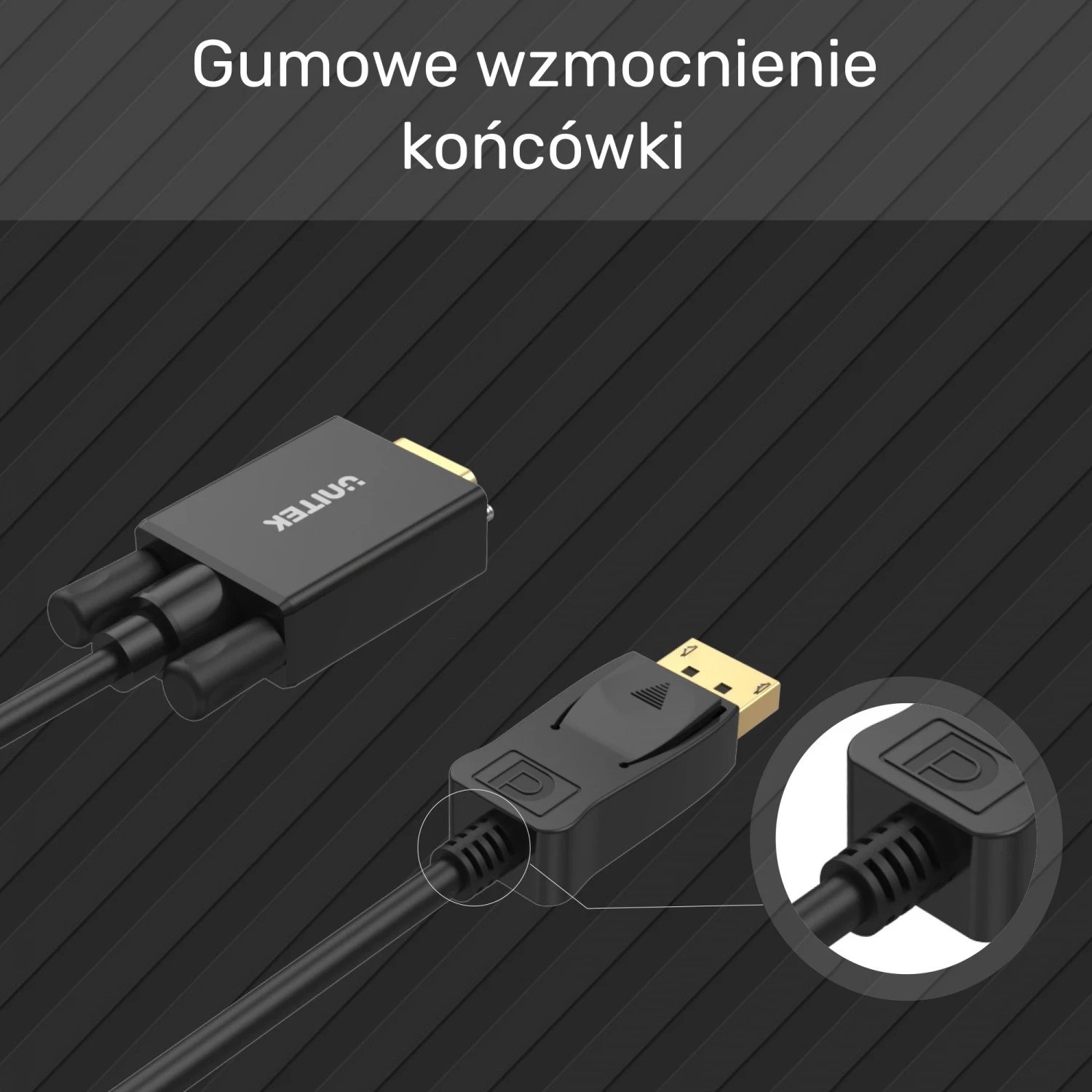 Kabllo Unitek DisplayPort - VGA, 1.8m, e zezë 