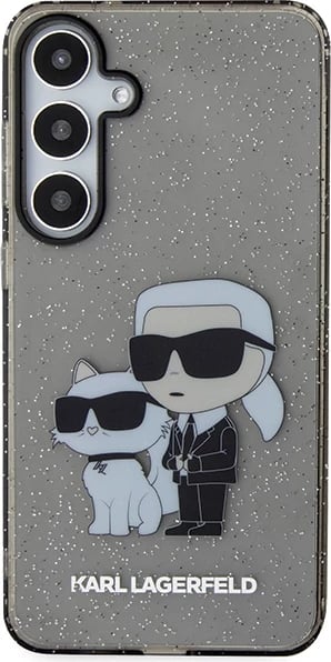 Mbështjellës Karl Lagerfeld KLHCS24MHNKCTGK për Samsung Galaxy S24+ S926, hardcase, Glitter Karl & Choupette, zi