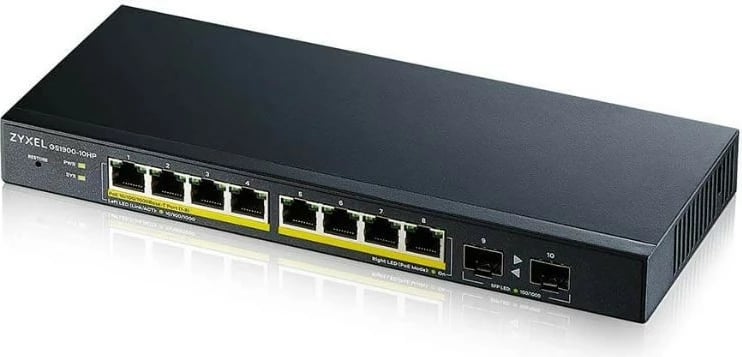 Switch Zyxel GS1900-10HP v2, 8 porte Gigabit PoE, 2xSFP, SMART, i zi
