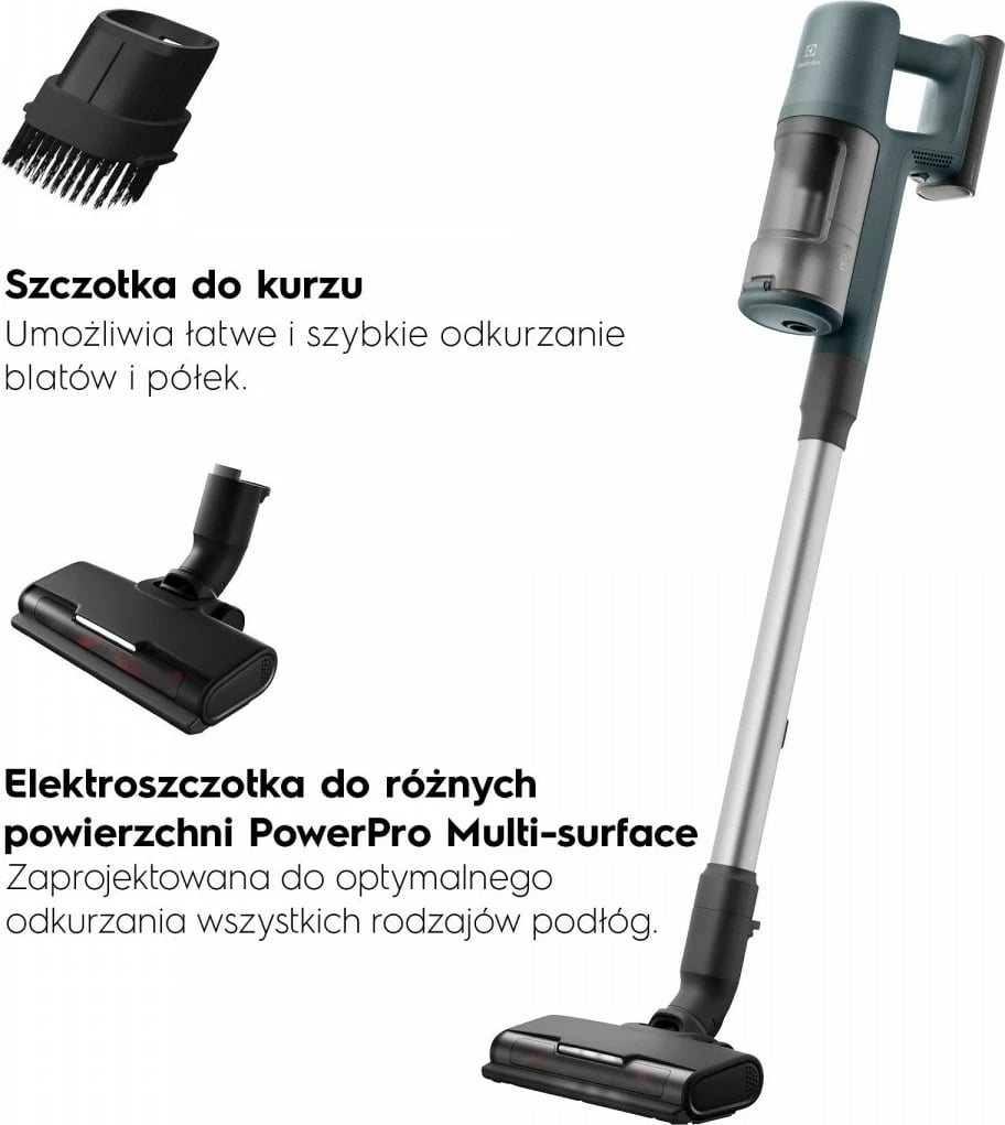 Fshesë me korrent pa kabllo, Electrolux Clean 600 EP61CB21OG, depozitë 0.6 L, deri 50 min, 79 dB, jeshile