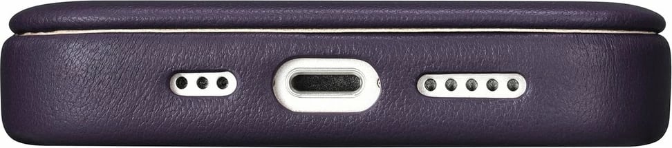 Mbështjellës iCarer CE Premium lëkurë, për iPhone 14 Plus, MagSafe, vjollcë e errët