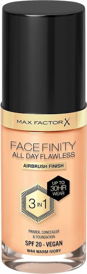 Fondatinë për femra Max Factor Facefinity All Day Flawless 3-in-1 W44 Warm Ivory, 30ml