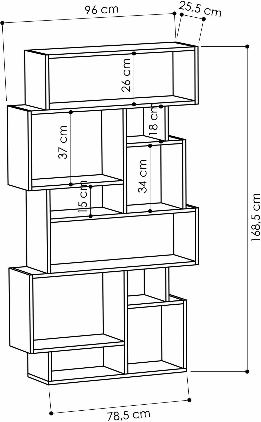 Raft librash Skye Decor, ngjyrë e bardhë