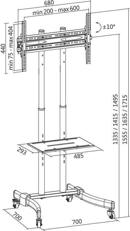 Mbajtës TV/monitor LogiLink BP0026, për 37-70", VESA 600x400, i zi