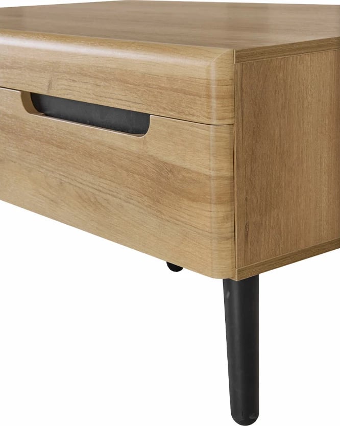 Tavolinë kafeje Grif, 2 sirtarë, ngjyrë natyrale/zezë, 107x67x46cm