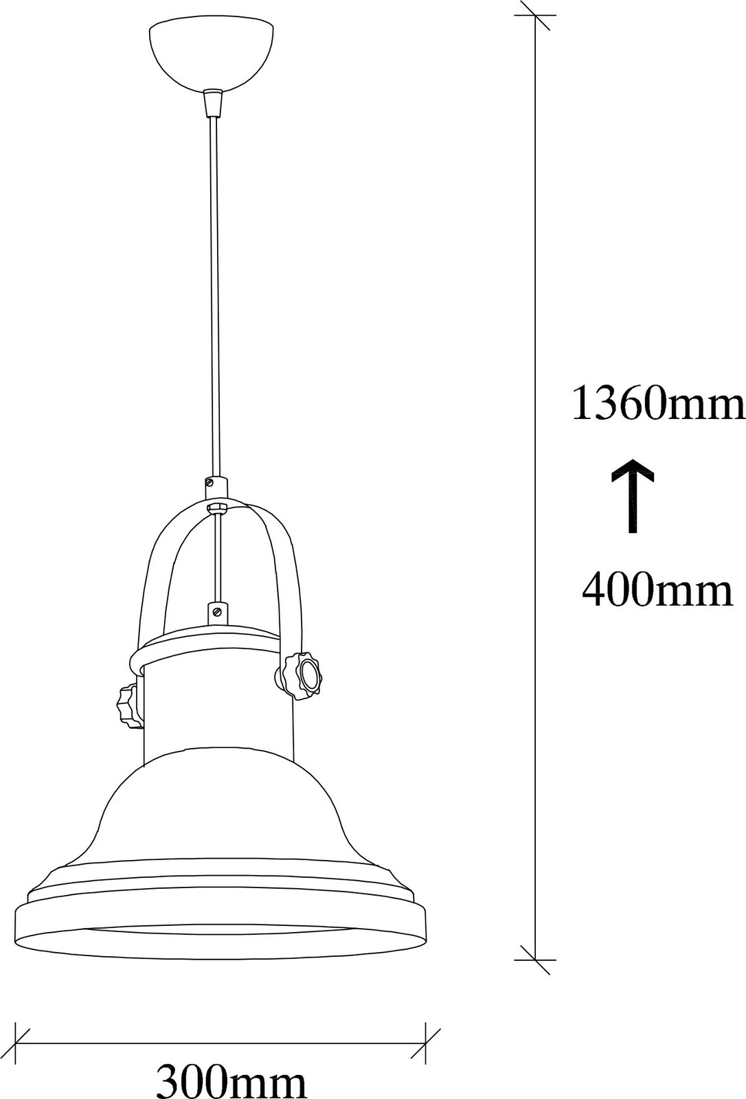 Llambë tavani Opviq, Dodo - 2601, e zezë, lartësi e rregullueshme
