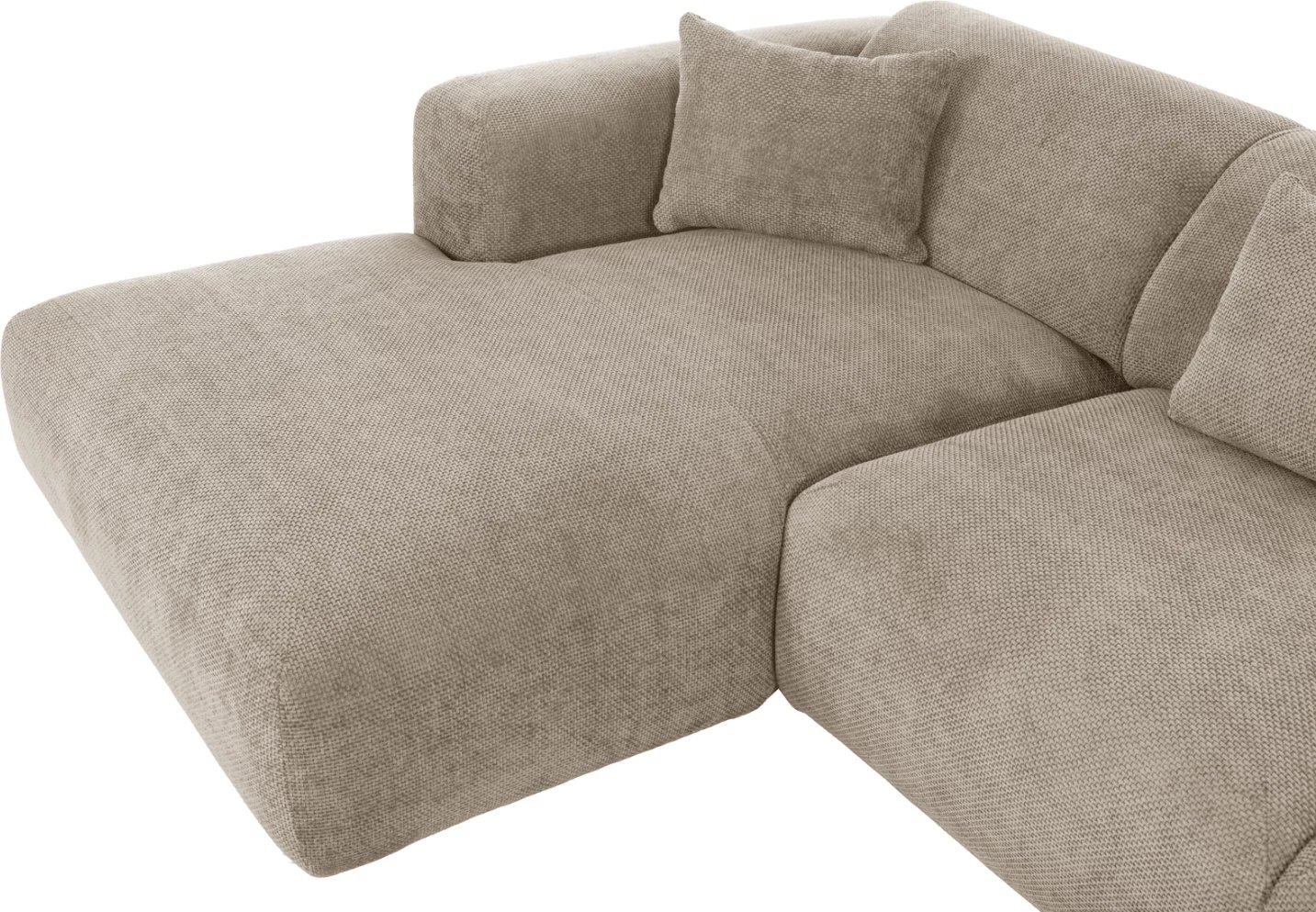 Divan qoshe BRICKEN FH3275.01L, pëlhurë bezhë, 110-282x98-160x72H cm