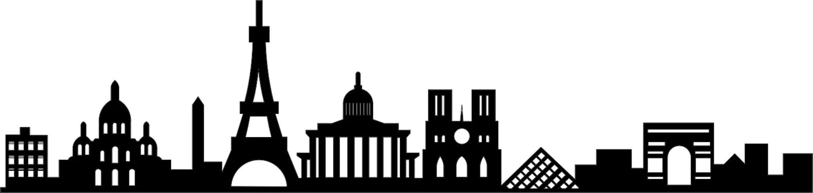 Aksesor dekorativ muri prej metali, Paris Skyline, ngjyrë e zezë, 120x29cm