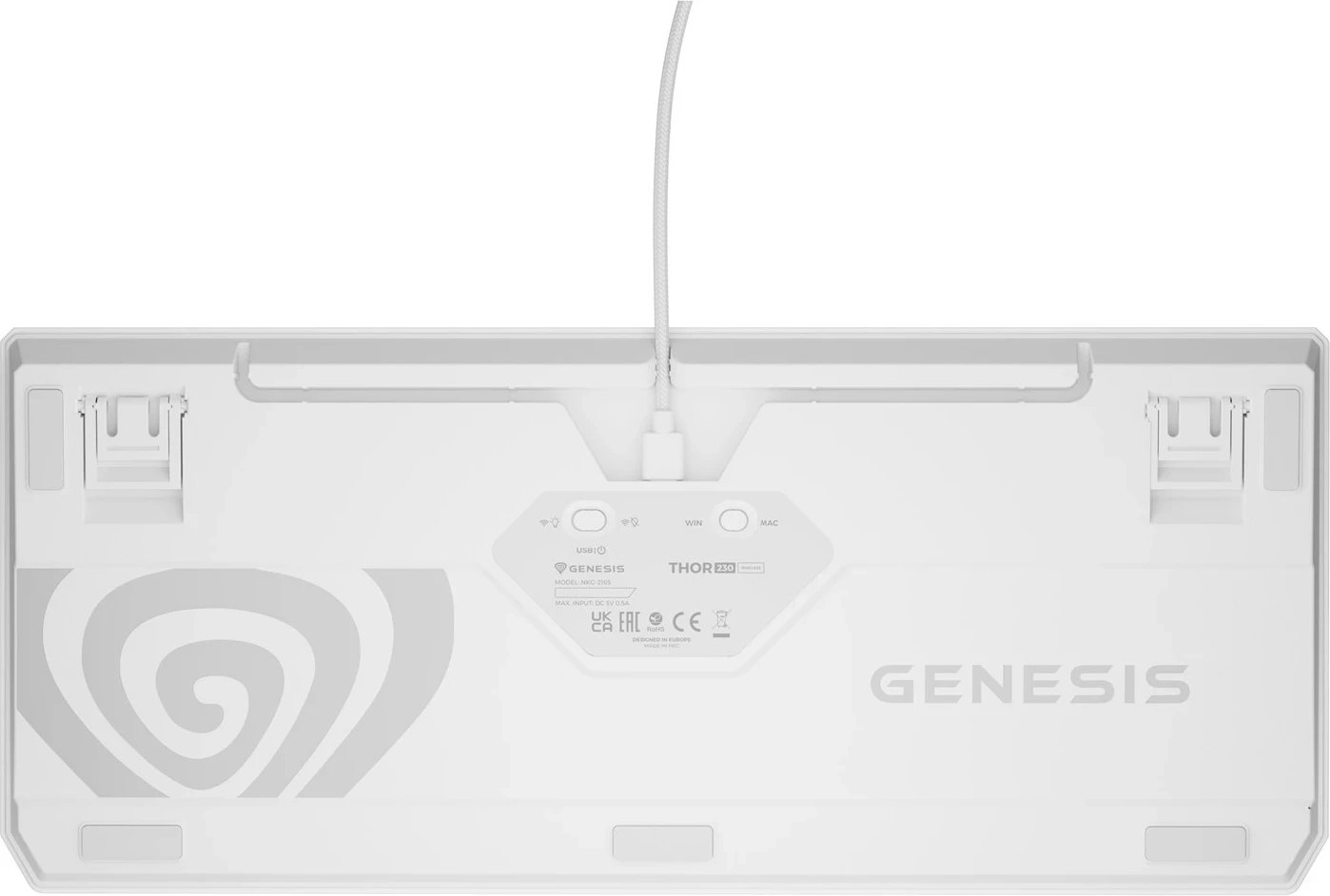 Tastierë mekanike GENESIS Thor 230 TKL, QWERTY US, RGB, Wireless + Bluetooth, Bardhë