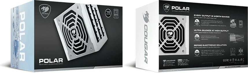 Kasë energjie Cougar Polar 1050W, ATX 3.1, 80 Plus Platinum, modular, bardhë