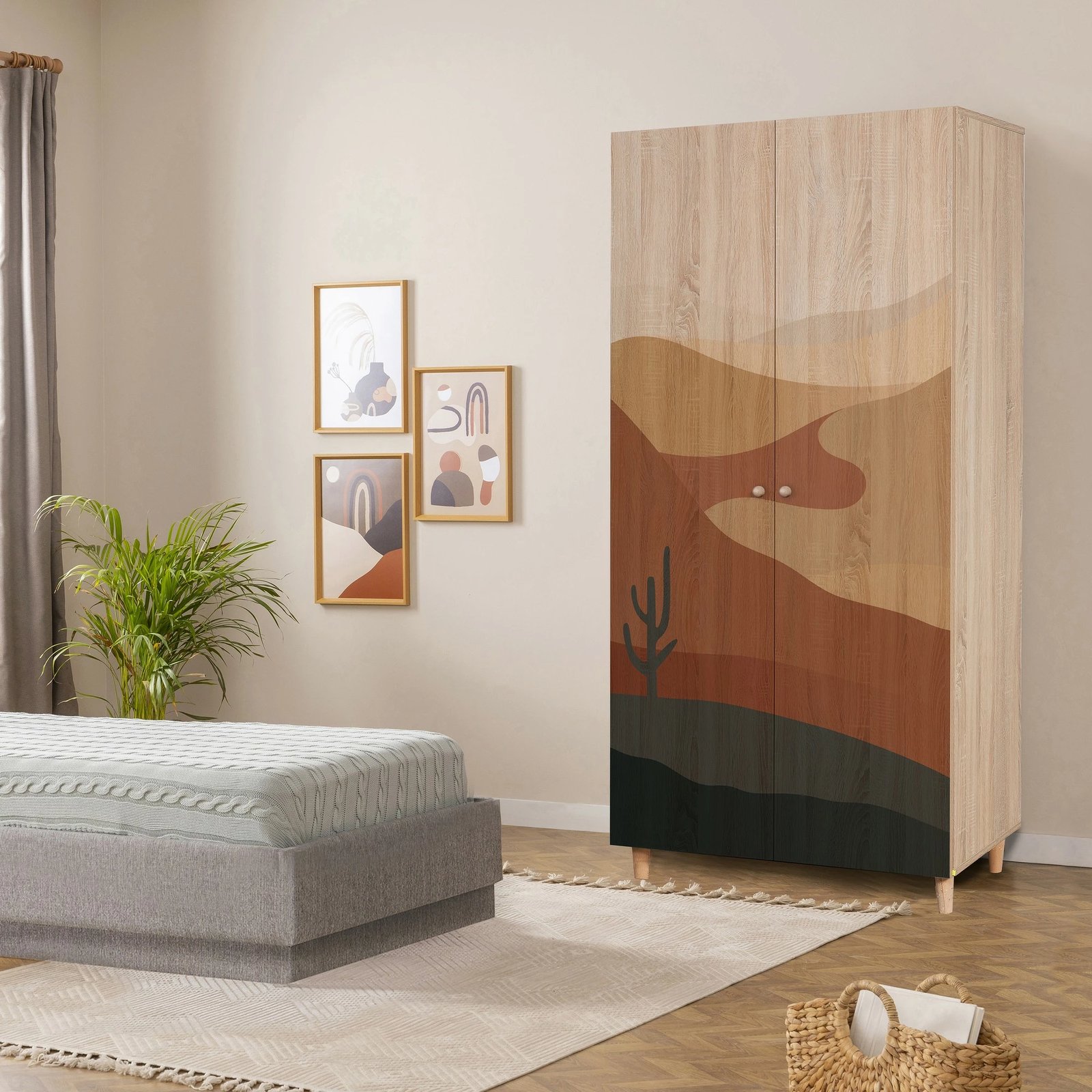 Dollap Lidya 2, Skye Decor, ngjyrë sonomo, 90x192x52 cm