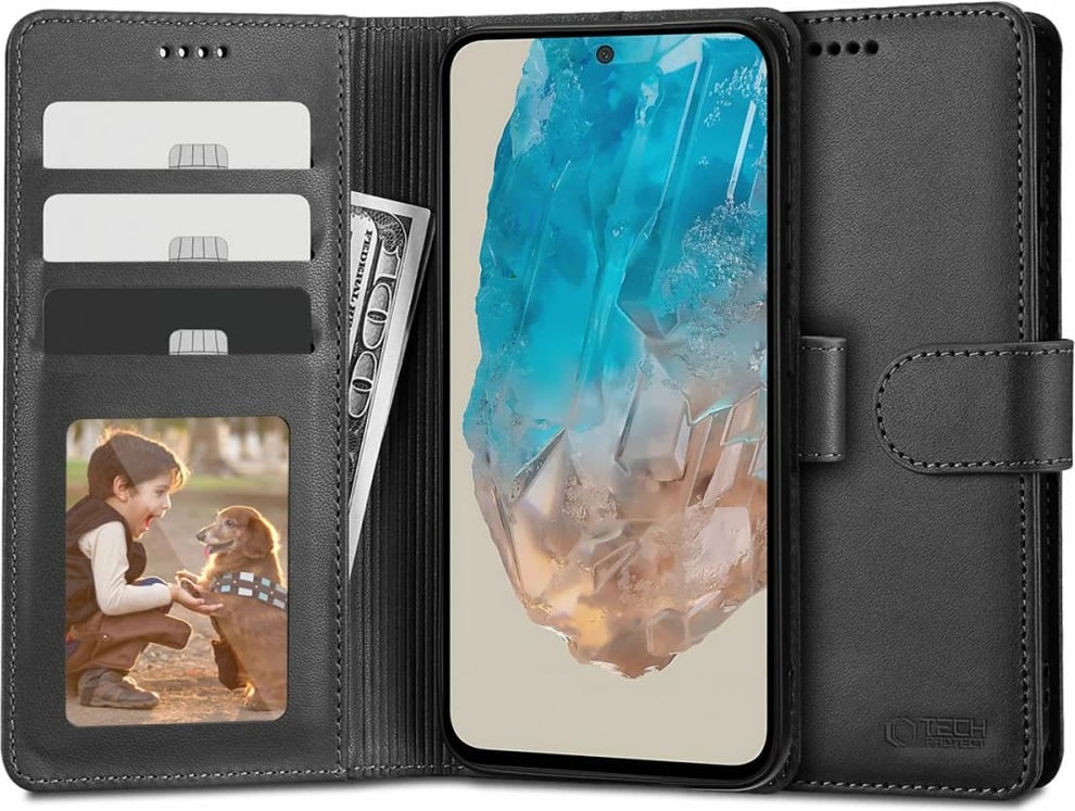 Mbështjellës portofol Tech-Protect për Samsung Galaxy M35 5G, i zi