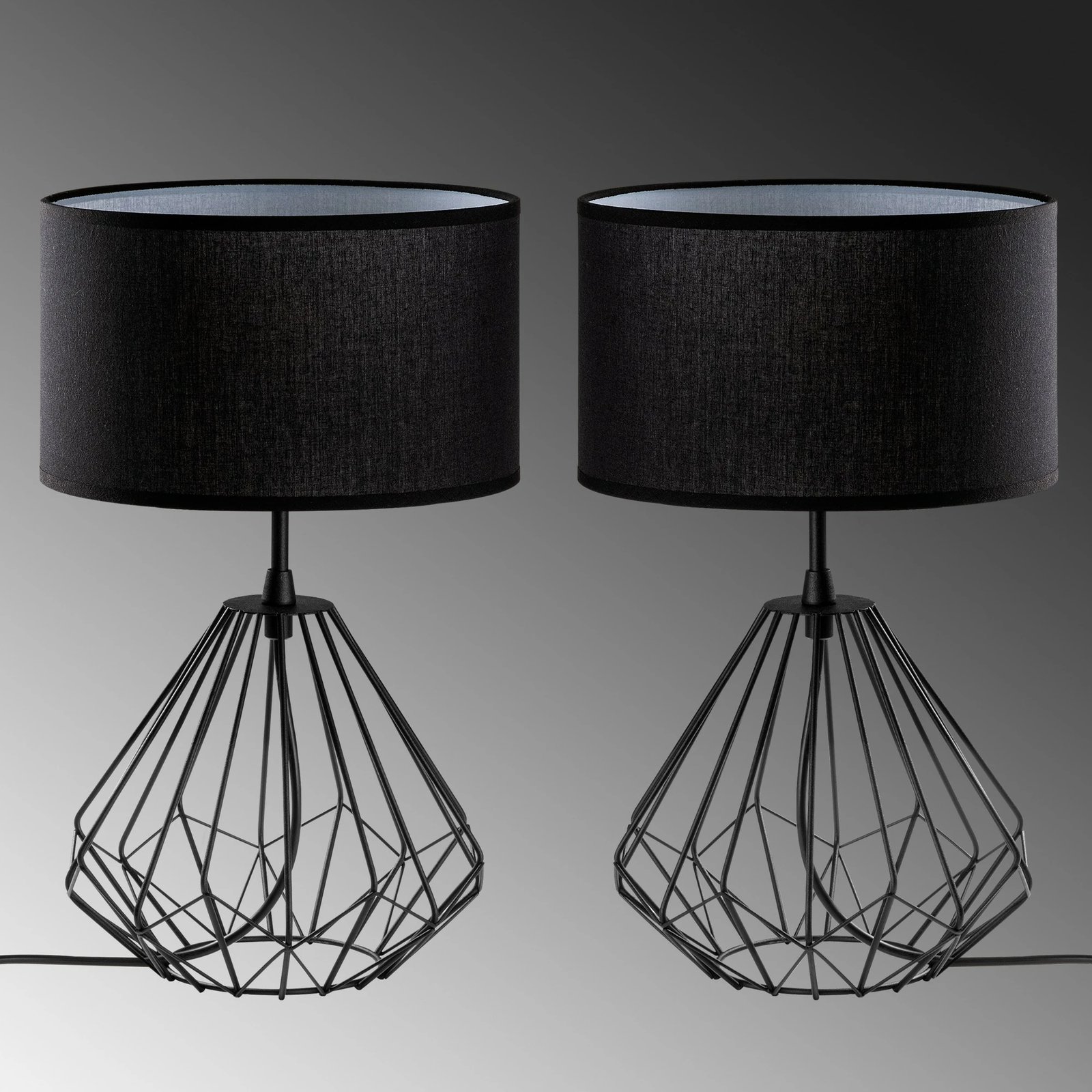 Set llambash tavoline, Opviq Diamond, S-705, 2 copë, ngjyrë e zezë