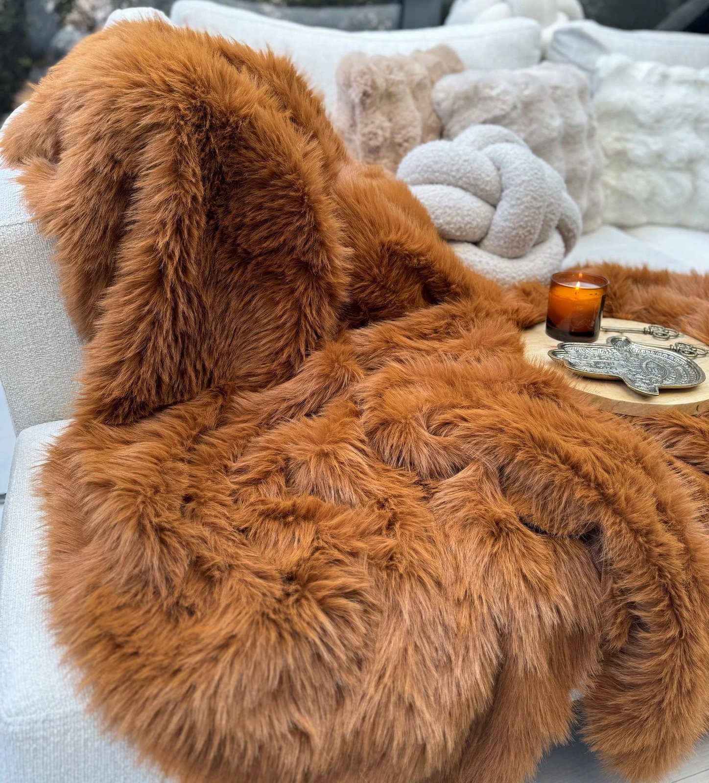 Shall për divan, ngjyrë e kuqe tjegull, Evila Originals, 200x150 cm