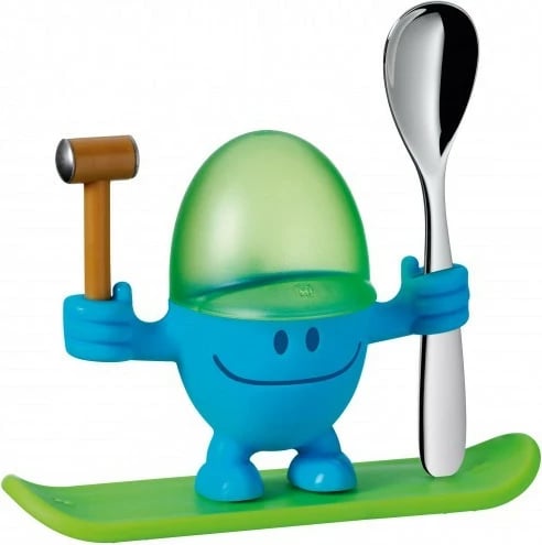Mbajtëse vezësh WMF McEgg me lugë, plastikë/Cromargan, 11cm, blu