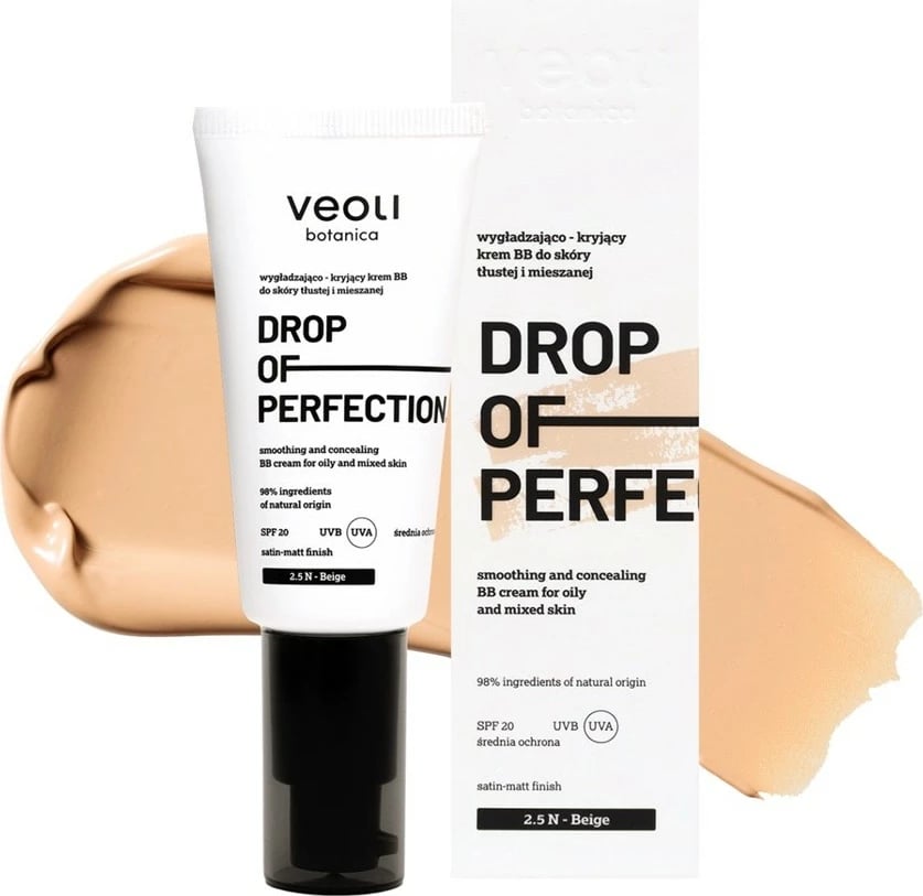 BB krem për femra Veoli Botanica Drop Of Perfection Mattifying and Covering 2.5 N Beige, 30ml
