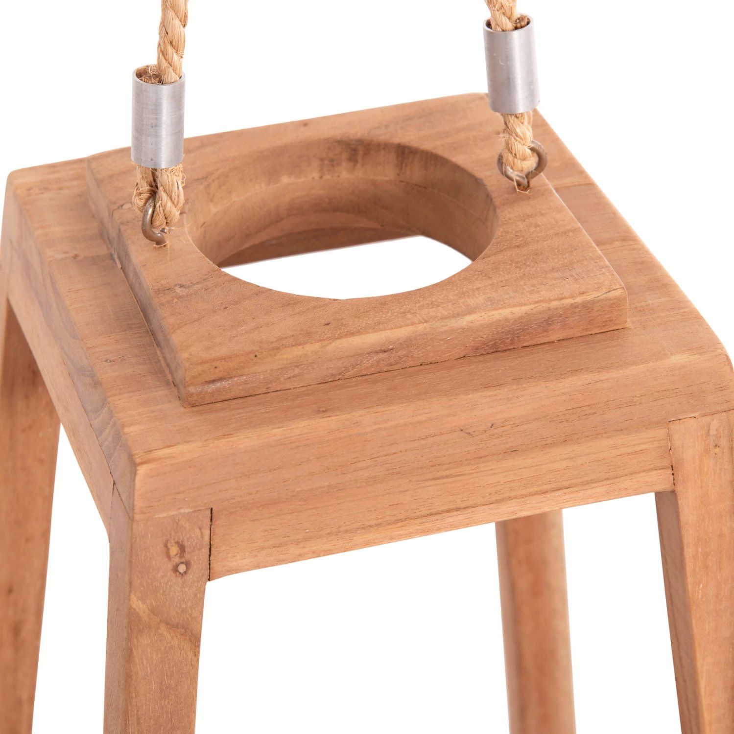 Fener dekorativ për tavolinë, dru teak, ngjyrë natyrale, FH4584, 25x25x39-67H cm