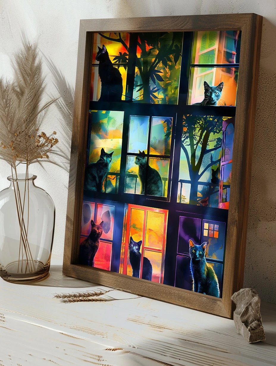 Pikturë dekorative me kornizë MDF, shumëngjyrëshe, GE026-L