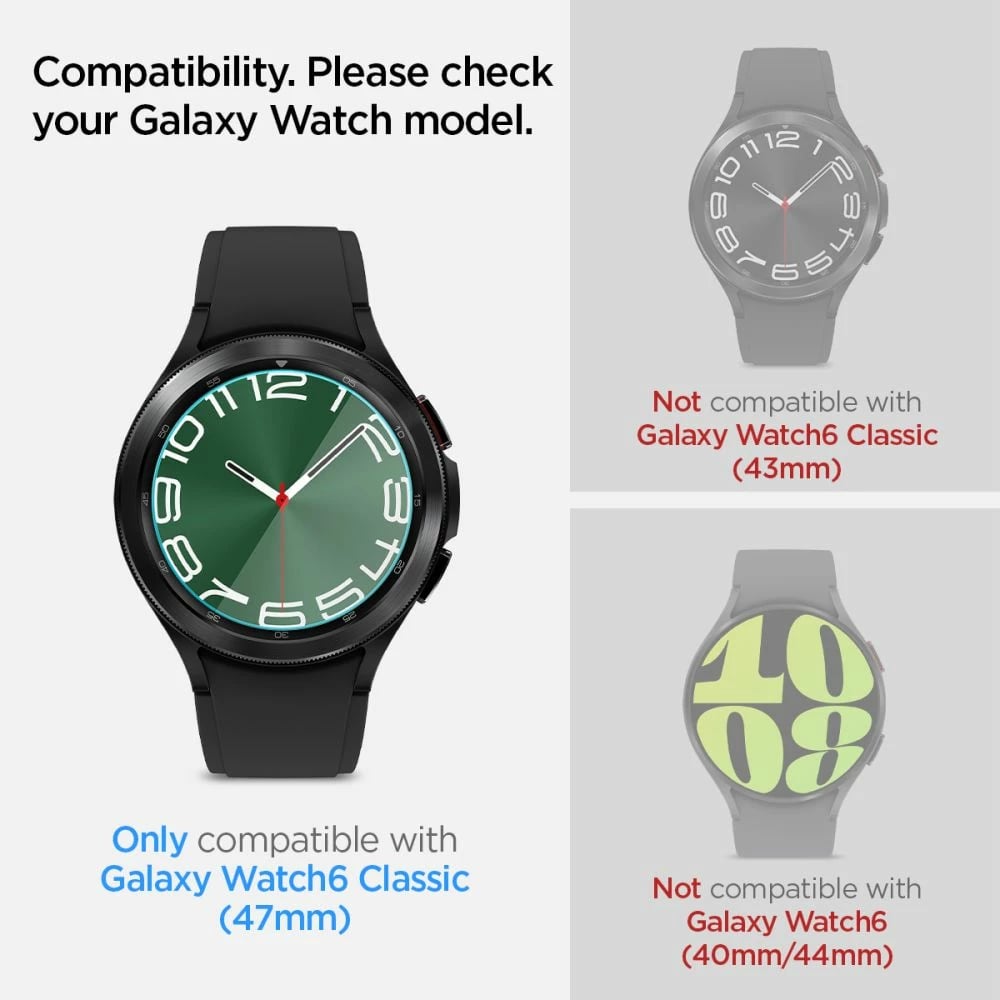 Xham i temperuar Spigen Glas.tR EZ Fit për Samsung Galaxy Watch 6 Classic 47mm, 2 copë