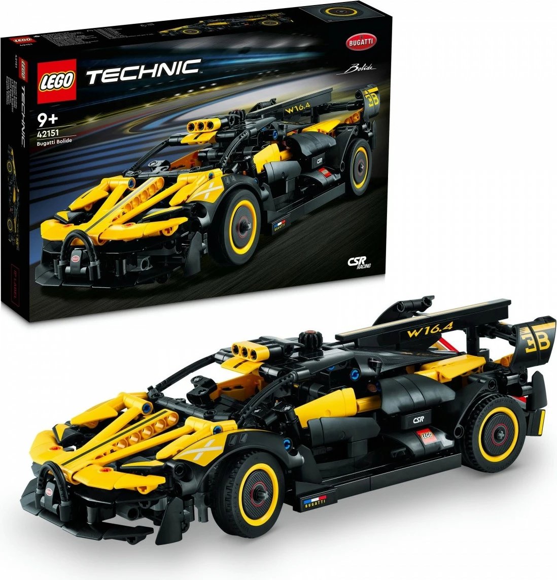 Set ndërtimi LEGO Technic Bugatti Bolide 42151, 905 pjesë, e verdhë/zezë
