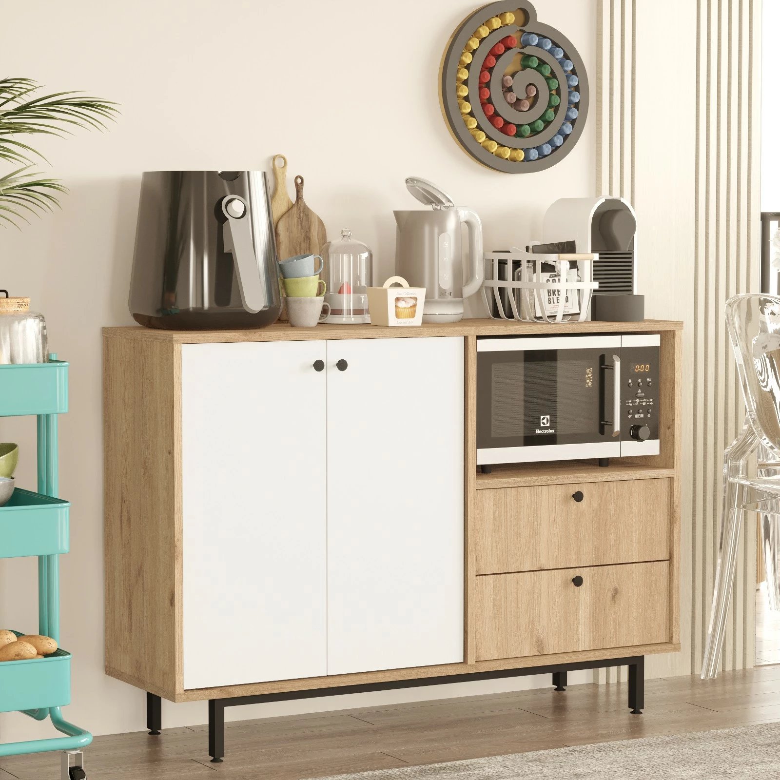 Dollap multifunksional, ngjyrë lis dhe e bardhë, RE2-SW