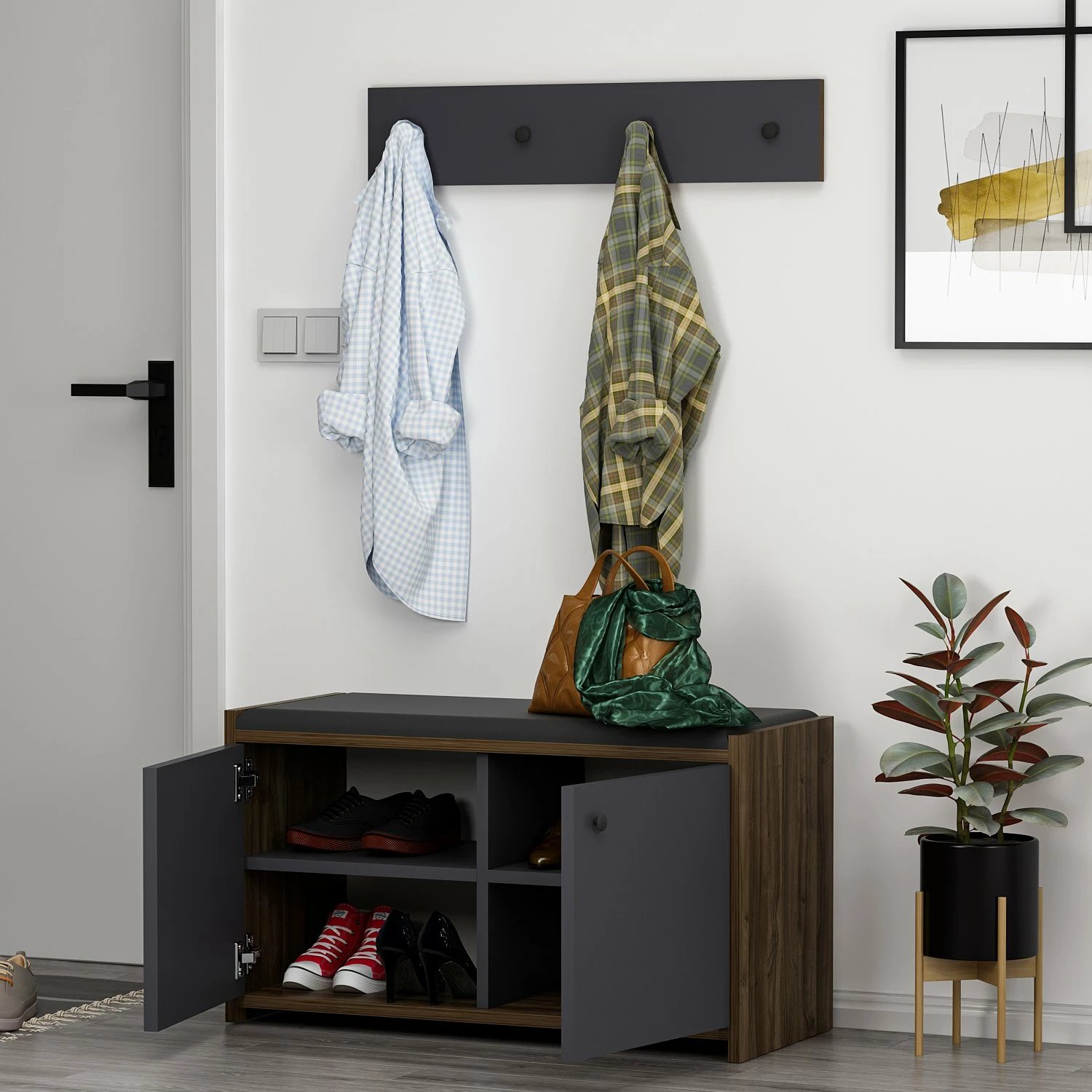 Dollap këpucësh Hanah Home, Zen, antracit