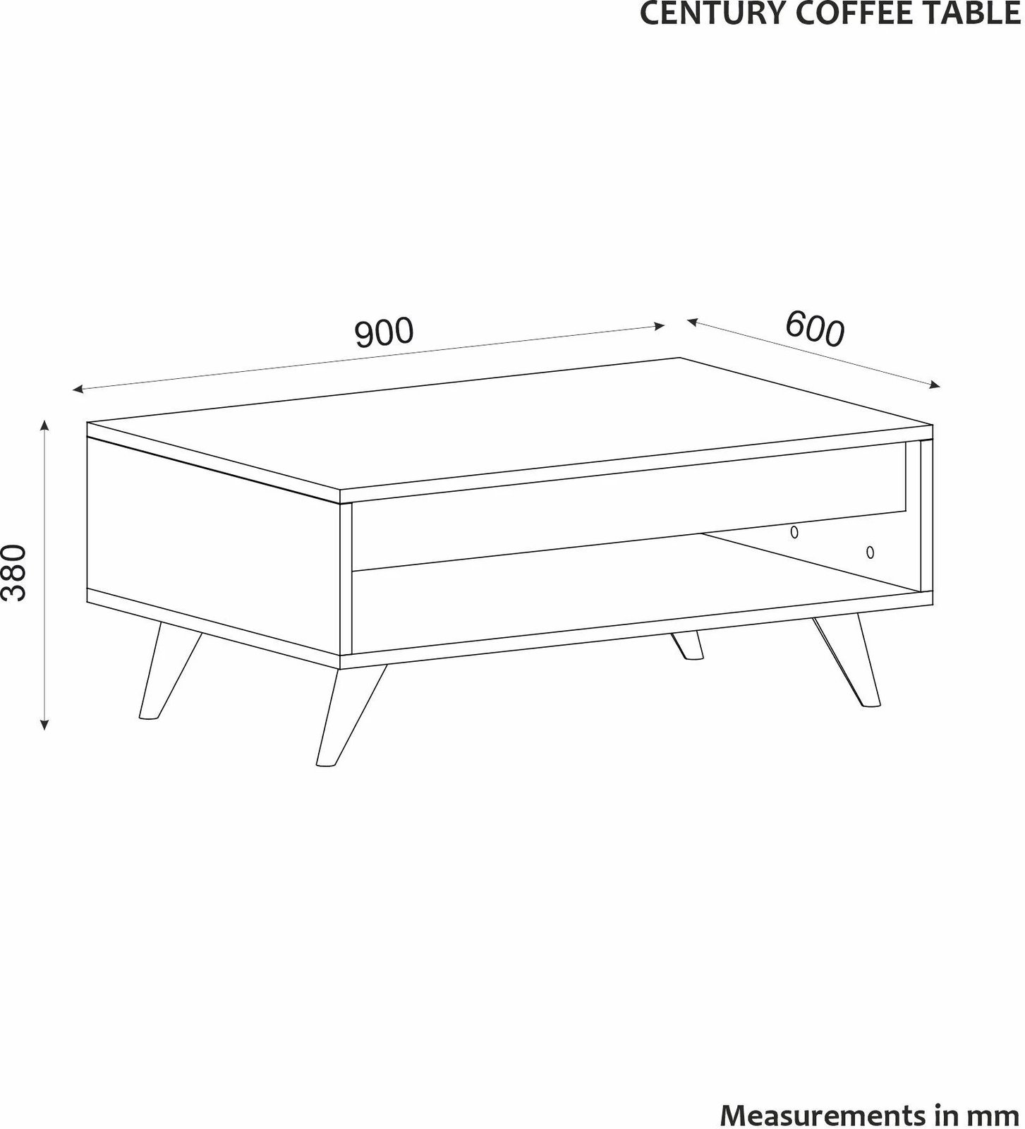 Tavolinë kafeje Skye Decor, ngjyrë lisi Sapphire Oak, Century