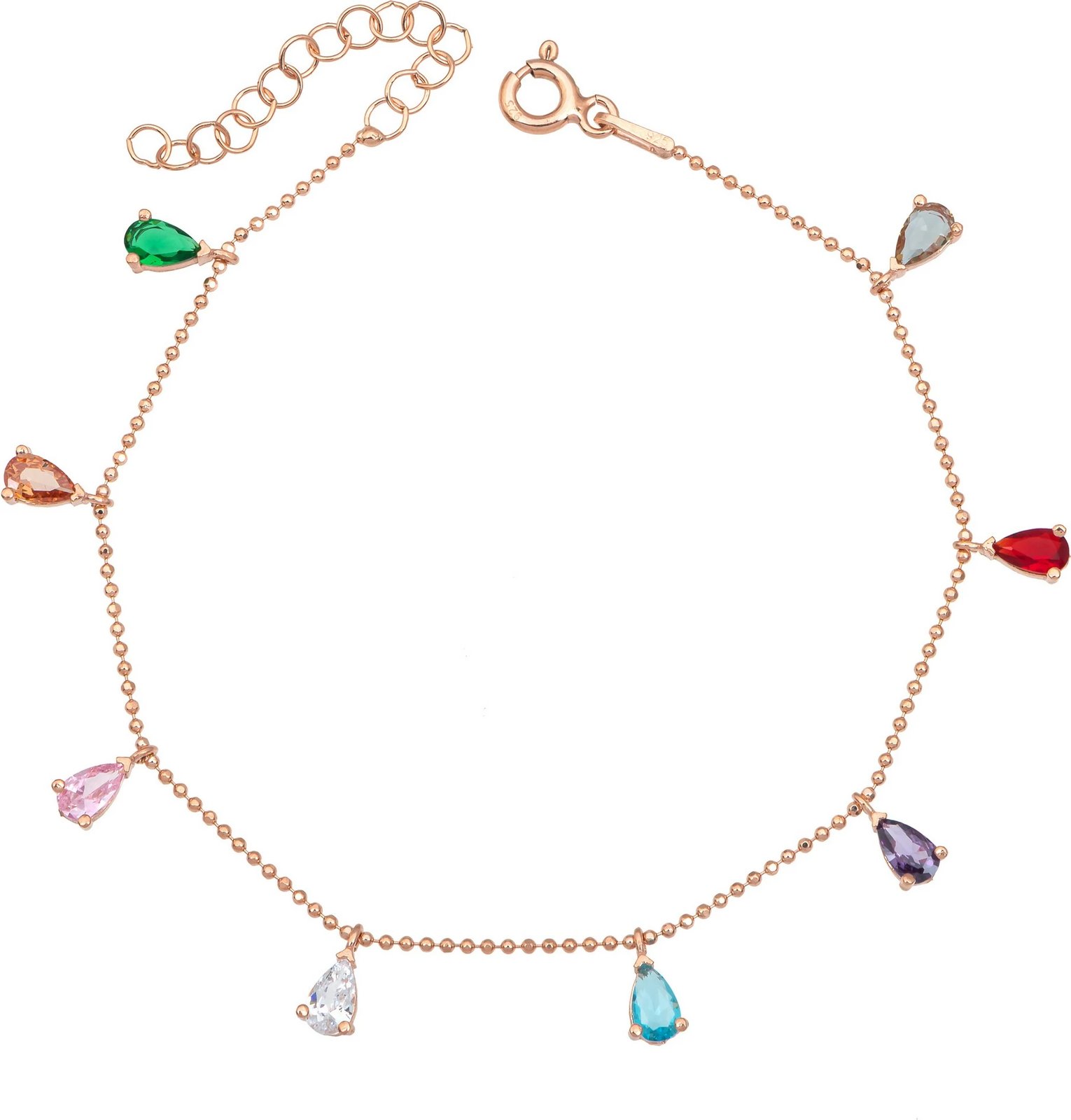 Byzylyk argjendi Jumeon, NRZ1052, ngjyrë rozë e artë, gurë zirkon shumëngjyrësh