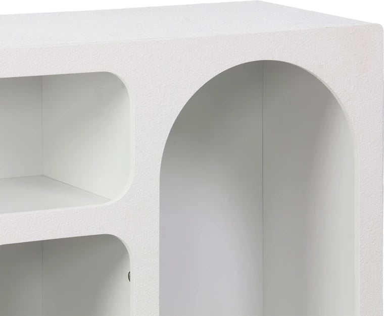 Bufe Emersi me rafte, MDF, ngjyrë e bardhë, 164x34x76cm