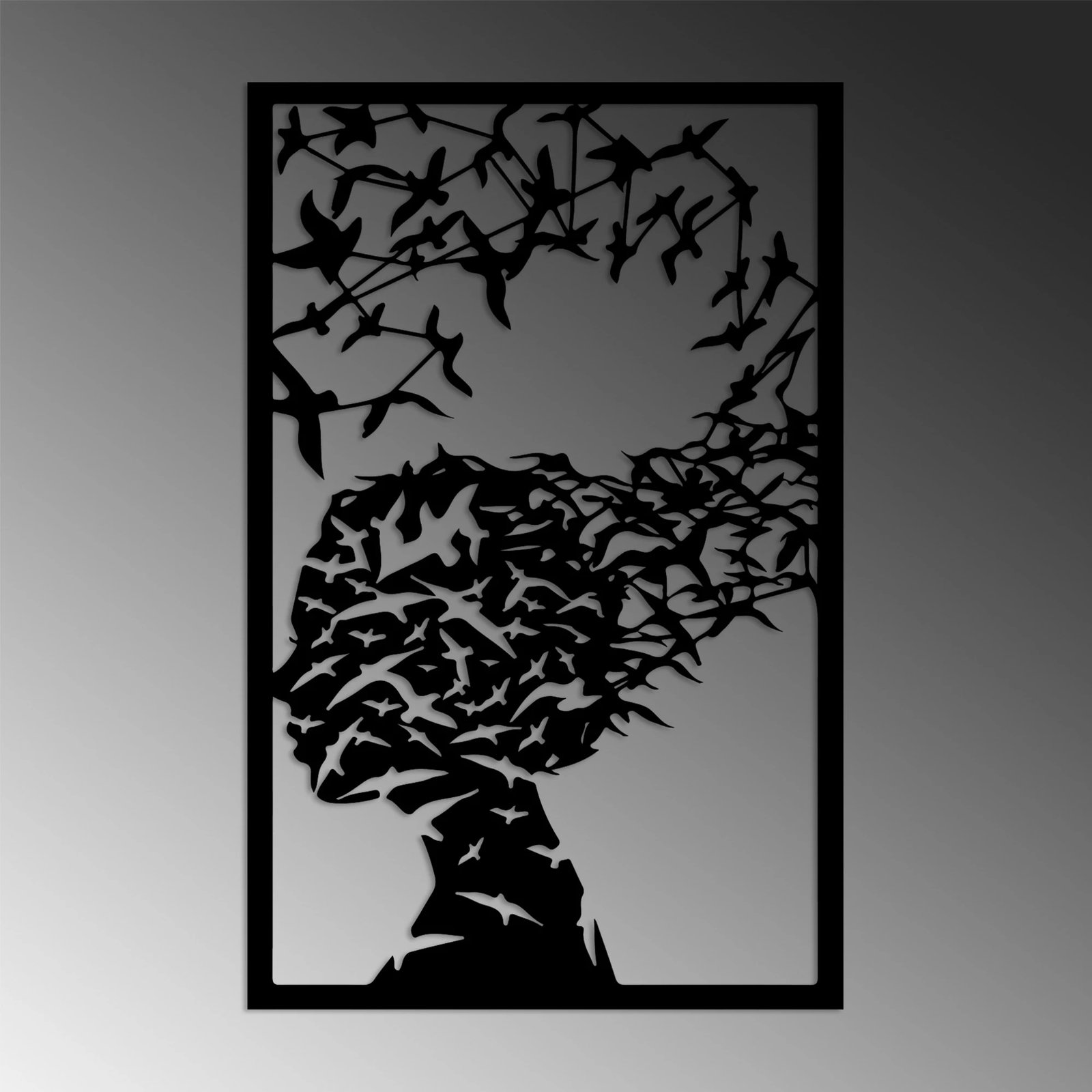 Aksesor muri dekorativ prej metali, Wallity Farfalla-1, ngjyrë e zezë, 45x70cm