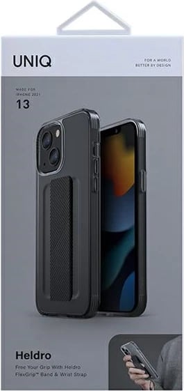 Mbështjellës UNIQ Heldro për iPhone 13, me rrip FlexGrip, Gri