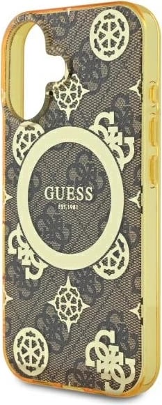 Mbështjellës Guess Peony On 4G MagSafe për iPhone 16, Kafe Mbështjellës Guess Peony On 4G MagSafe për iPhone 16, Kafe