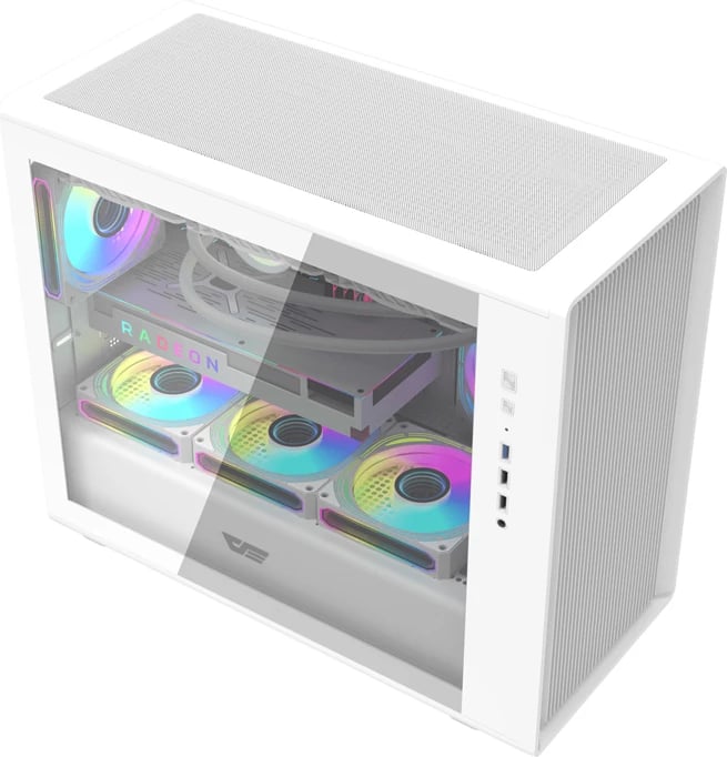 Kasë, Darkflash, DB460M, M-ATX/ITX, deri 12 ventilatorë / radiator 360 mm, 2x HDD 3.5" 2x SSD 2.5", e bardhë