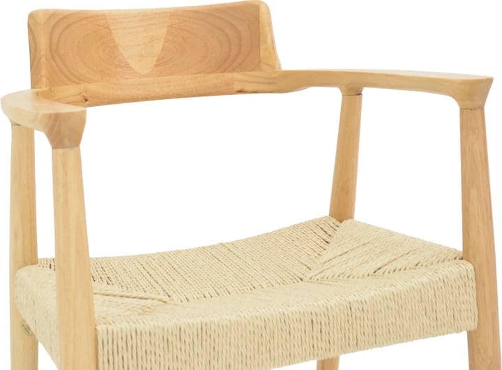 Karrige me krahë prej druri dhe litar, ngjyrë natyrale, 58x54x79cm