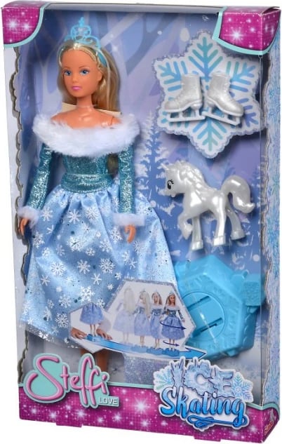 Kukull Steffi Love Winter Princess, Simba, 105733631, me fustan të kaltër dhe aksesorë