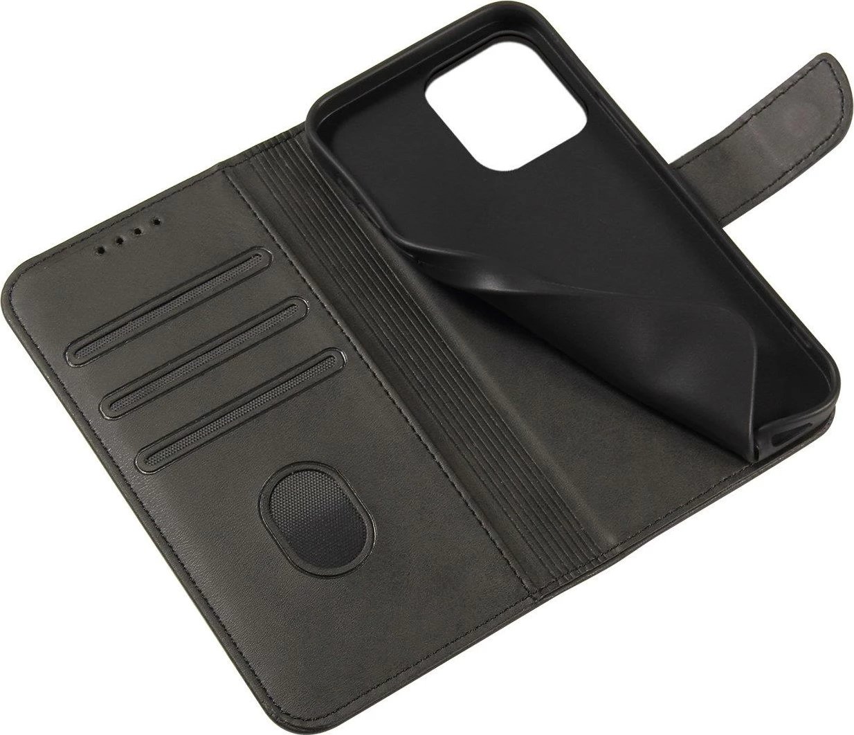 Mbështjellës Hurtel Magnet Case për TCL 20 5G, me portofol dhe mbajtëse, e zezë