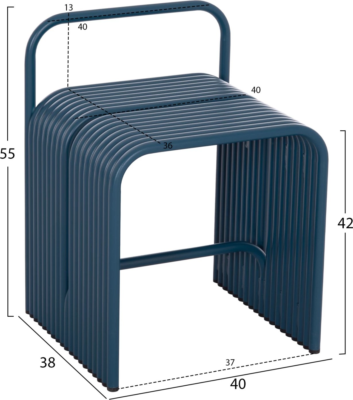 Karrige e ulët INTREPID, alumin, ngjyrë kaltër, 40x38x55Hcm