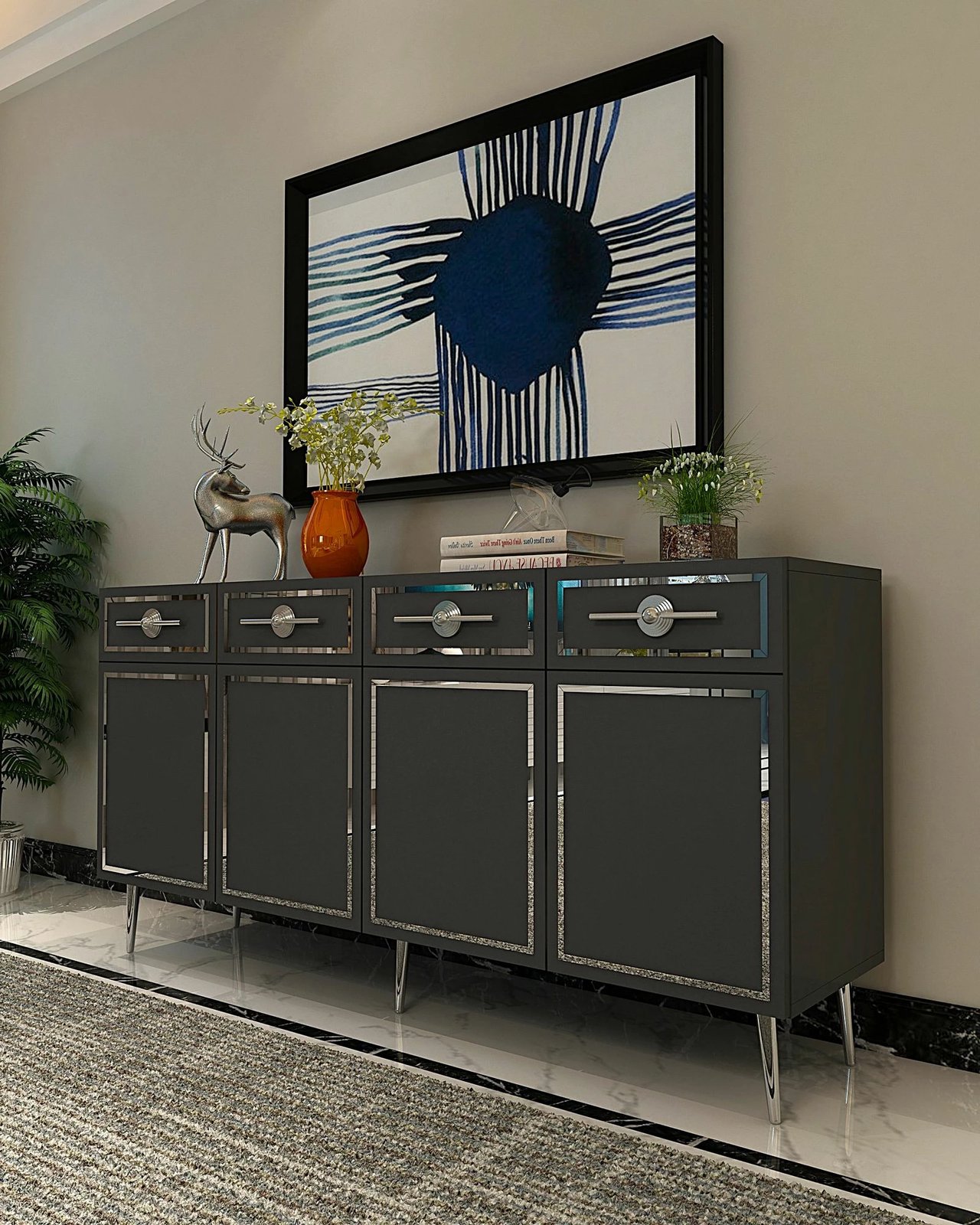 Konsol Skye Decor, Belly KB150, antracit, argjend