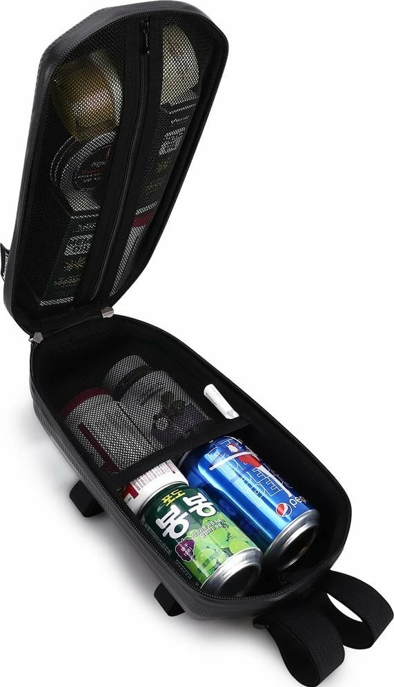 çantë timoni për skuter elektrik, Wozinsky, WSB2BK, 4L, EVA e fortë, zinxhir i papërshkueshëm nga uji, 30.5x16.5x14 cm, e zezë