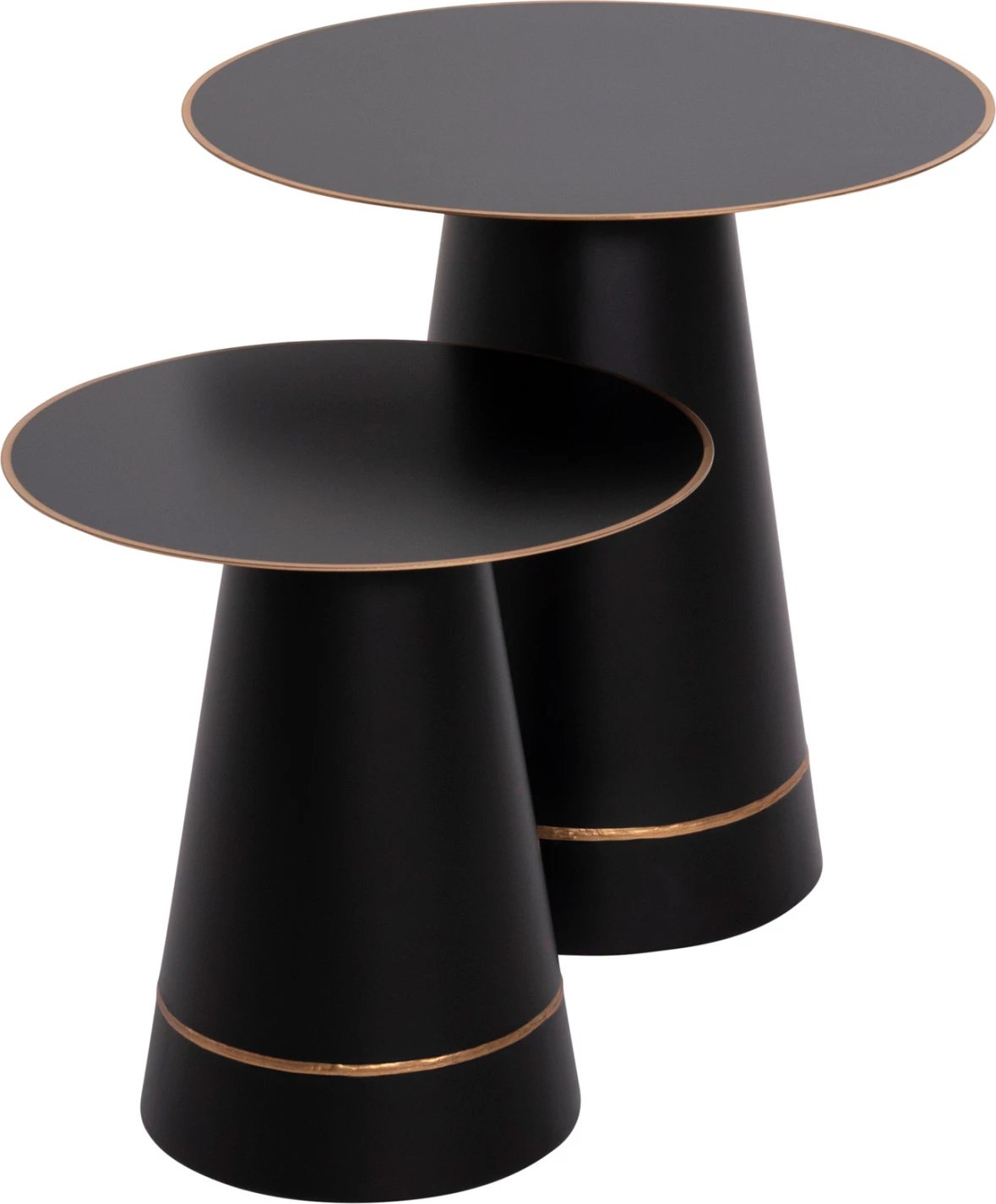 Tavolina kafeje 2 copë BALLI FH9996 rrethore metalike në të zezë Φ50 & Φ40 cm.