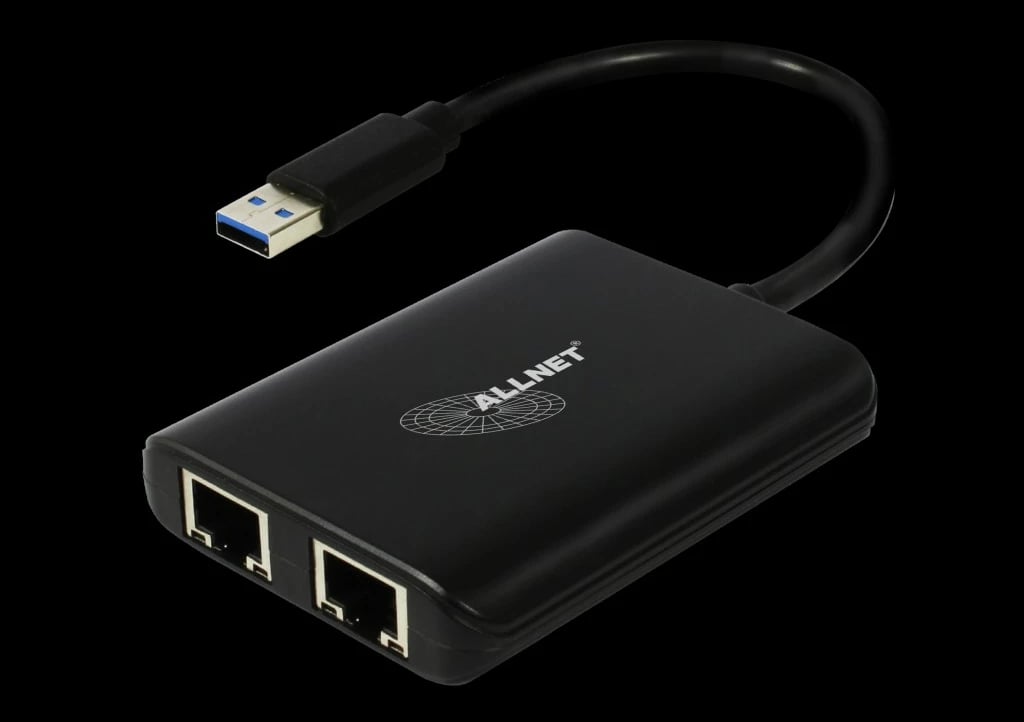 Adapter rrjeti USB 3.0 ALLNET ALL-NC-2G-102-USB-A, dy porta Ethernet, një port USB 3.0, i zi Adapter rrjeti USB 3.0 ALLNET ALL-NC-2G-102-USB-A, dy porta Ethernet, një port USB 3.0, i zi