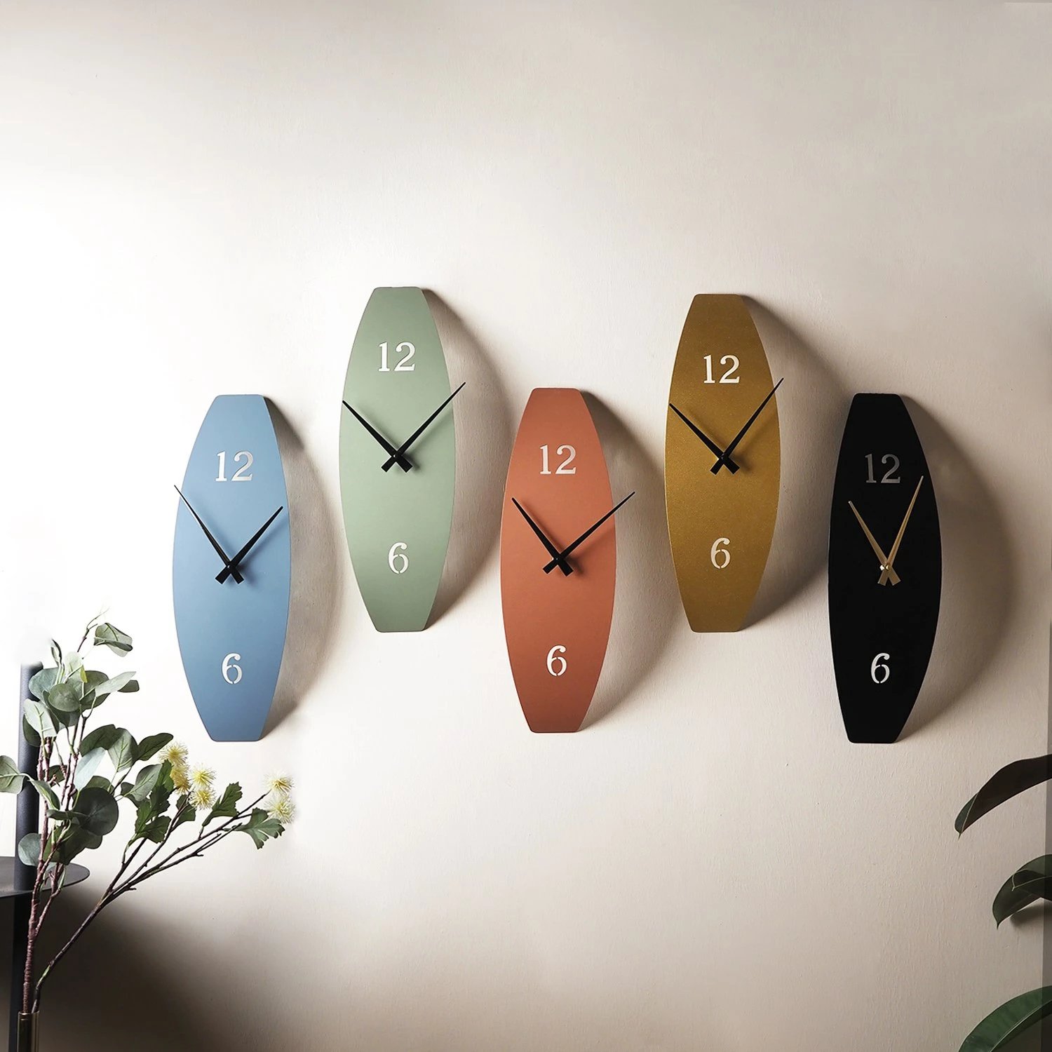 Orë muri dekorative metalike, ngjyrë blu, Wallity, APS137MCB, 15x46cm