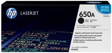 Toner HP 650A CE270A, për Color LaserJet, origjinal, kapacitet 9,750–23,700 faqe, i zi