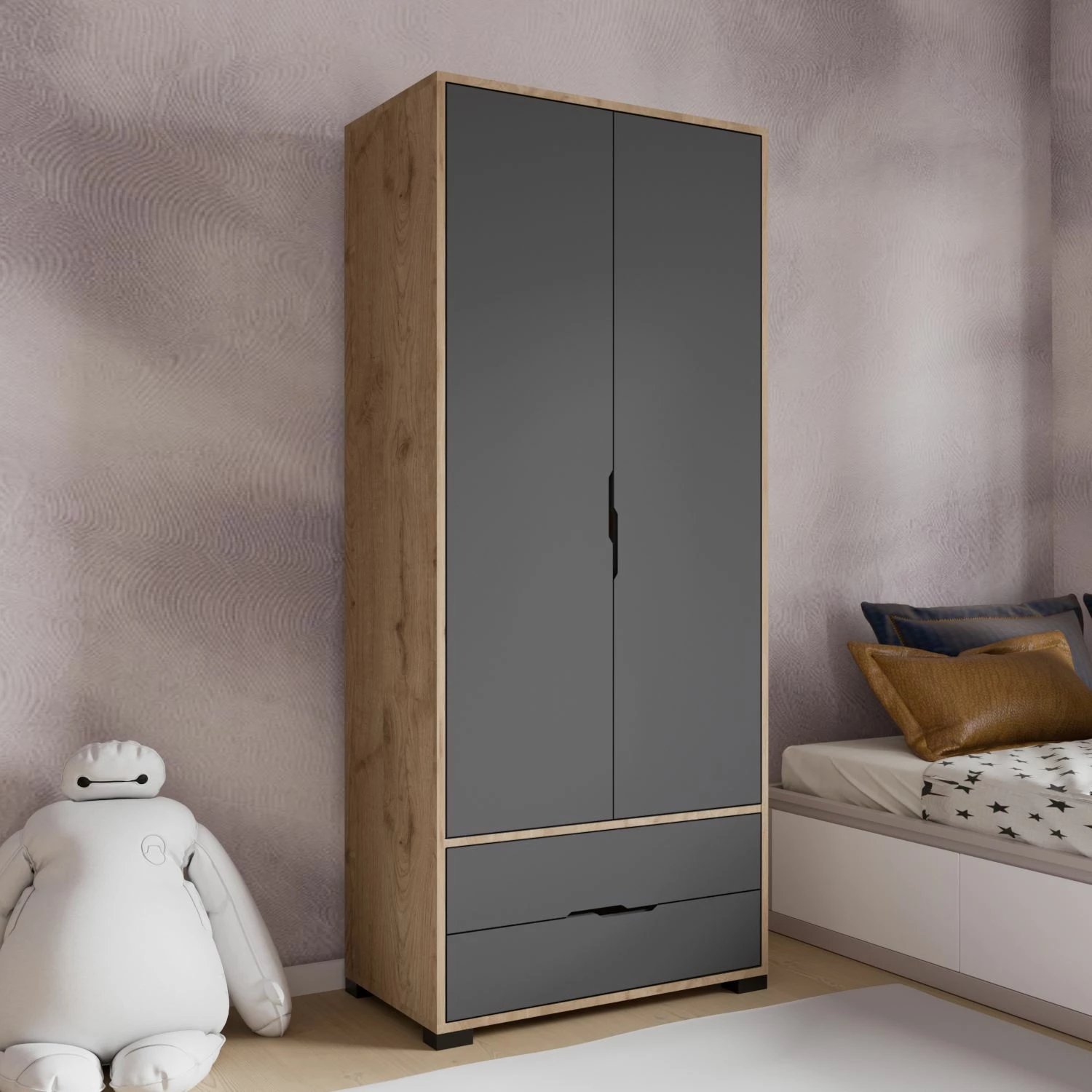 Dollap Skye Decor, sirtarë Royal 80, ngjyrë lis, antracit