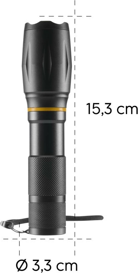 dritë dore, Hama, 228620, 200 lm, rreze 180 m, 3 modalitete, zoom, COB anësore, AAA, e zezë