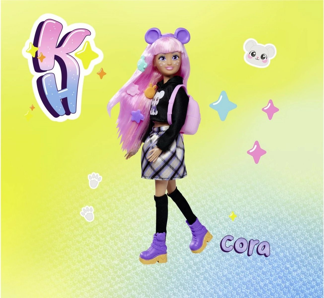 Kukull Kawaii Hi Cora me kafshë Kurumi dhe 10+ aksesorë, 26 cm
